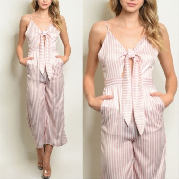 PINK STRIPED JUMPSUIT - Picture 1 of 3